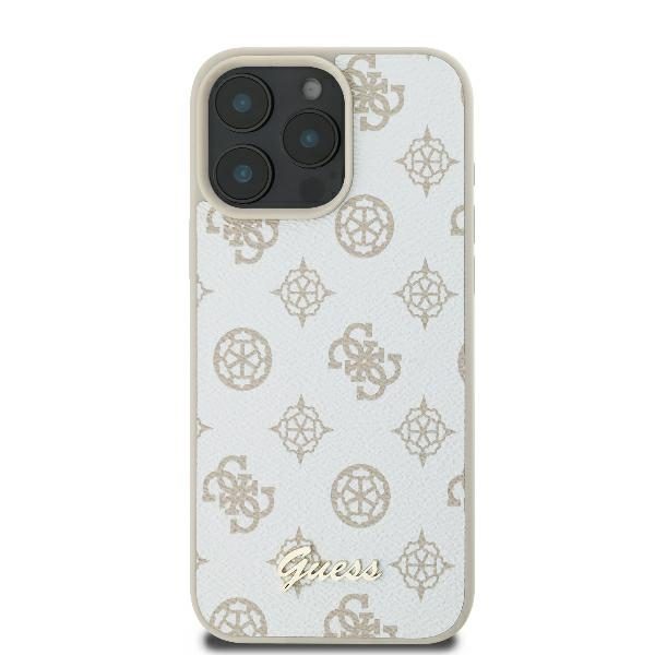 Guess case for iPhone 16 Pro Max 6,9" GUHMP16XPGPYSH Peony Script Logo white MagSafe