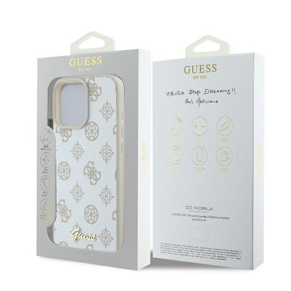 Guess case for iPhone 16 Pro Max 6,9" GUHMP16XPGPYSH Peony Script Logo white MagSafe