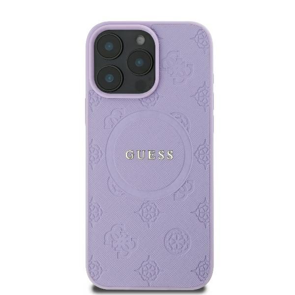 Guess case for iPhone 16 Pro Max 6,9" GUHMP16XPSAPSMEU Saffiano Peony Classic Logo purple MagSafe