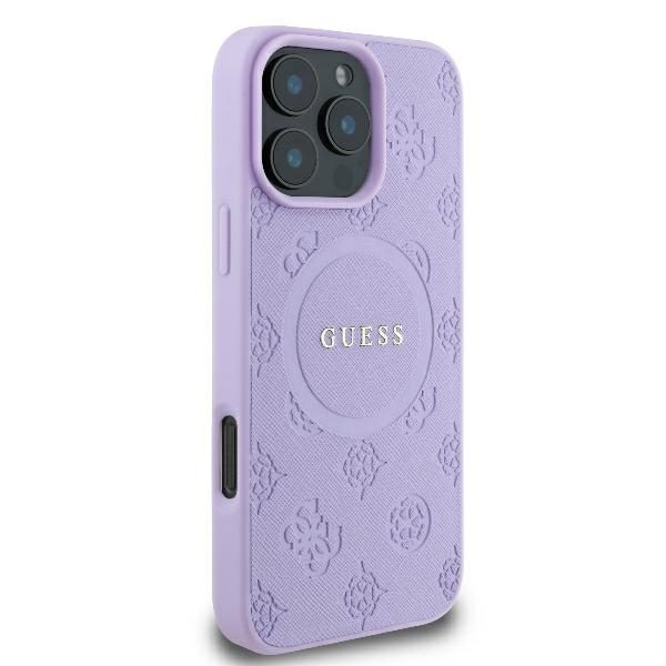 Guess case for iPhone 16 Pro Max 6,9" GUHMP16XPSAPSMEU Saffiano Peony Classic Logo purple MagSafe