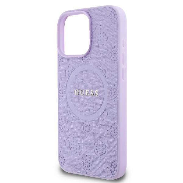 Guess case for iPhone 16 Pro Max 6,9" GUHMP16XPSAPSMEU Saffiano Peony Classic Logo purple MagSafe