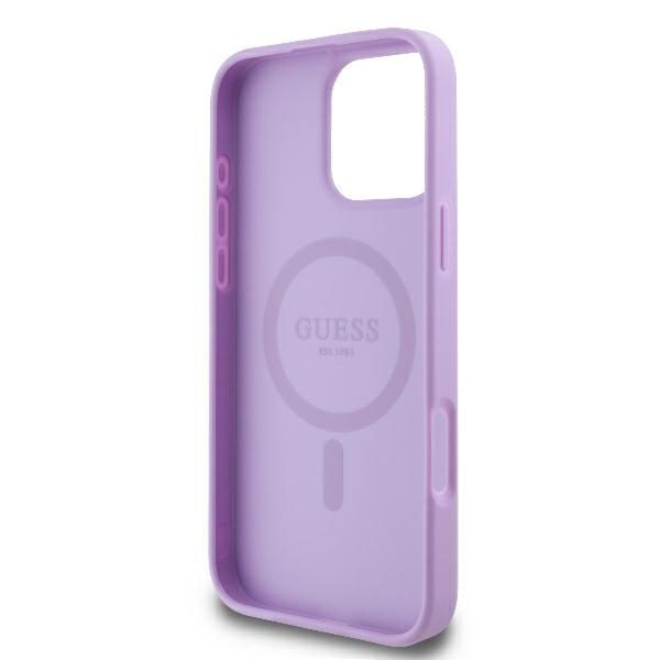 Guess case for iPhone 16 Pro Max 6,9" GUHMP16XPSAPSMEU Saffiano Peony Classic Logo purple MagSafe