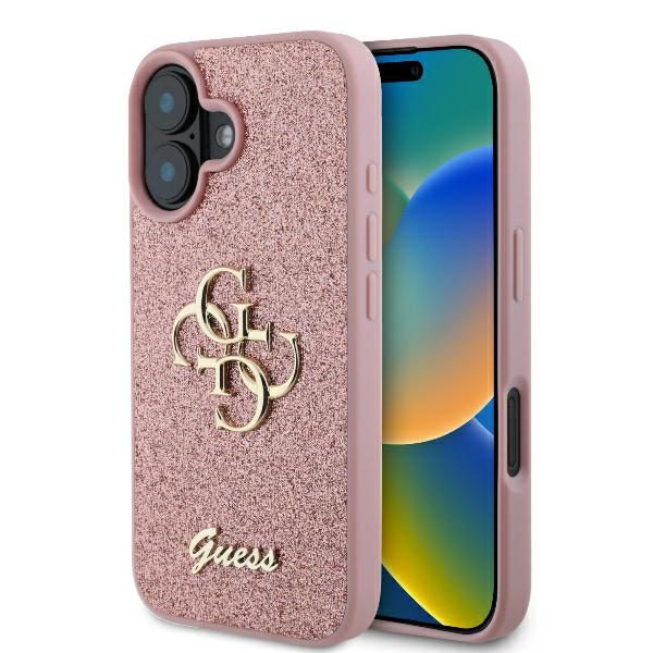 Guess case for iPhone 16 6,1" GUHCP16SHG4SGP Fixed Glitter Big 4G pink