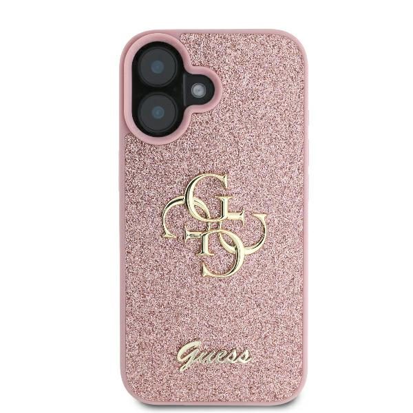 Guess case for iPhone 16 6,1" GUHCP16SHG4SGP Fixed Glitter Big 4G pink