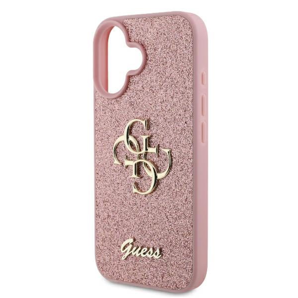 Guess case for iPhone 16 6,1" GUHCP16SHG4SGP Fixed Glitter Big 4G pink
