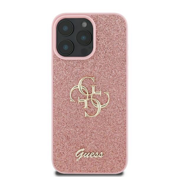Guess case for iPhone 16 Pro 6,3" GUHCP16LHG4SGP Fixed Glitter Big 4G pink