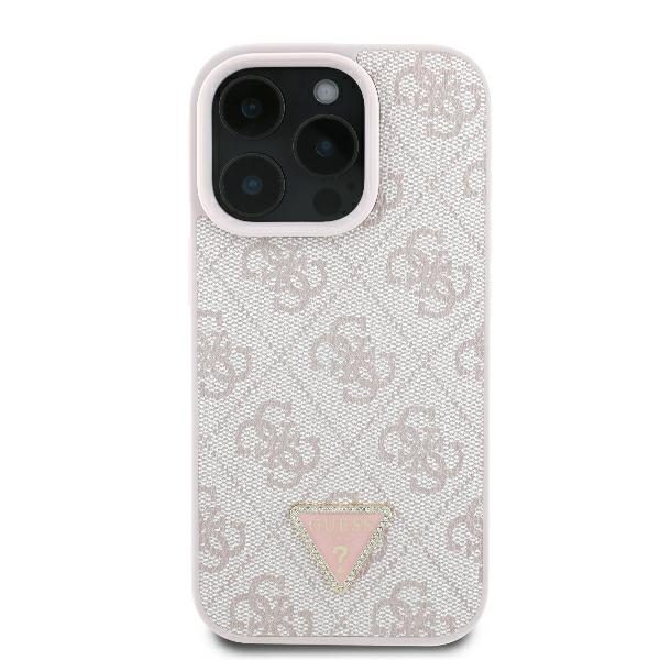 Guess case for iPhone 16 Pro Max 6,9" GUHCP16XP4TDSCPP Leather Metal Logo Strass Crossbody pink