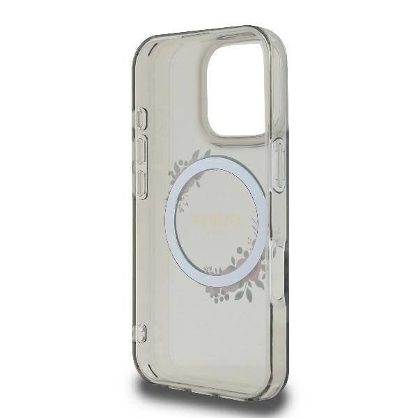 Guess case for iPhone 16 Pro 6,3" GUHMP16LHFWFCK IML Flowers Wreath black MagSafe