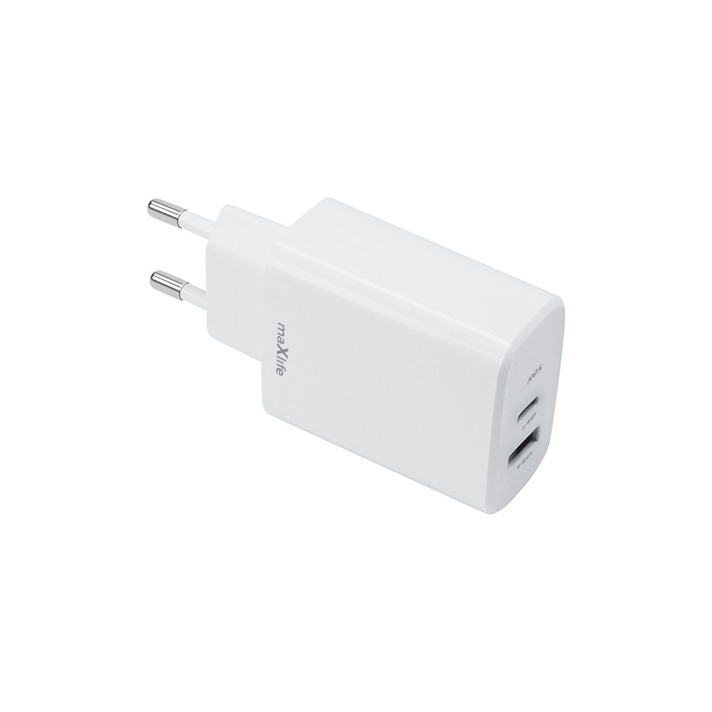 Maxlife MXTC-10-30AC PD QC charger 1x USB-C 1x USB 30W white