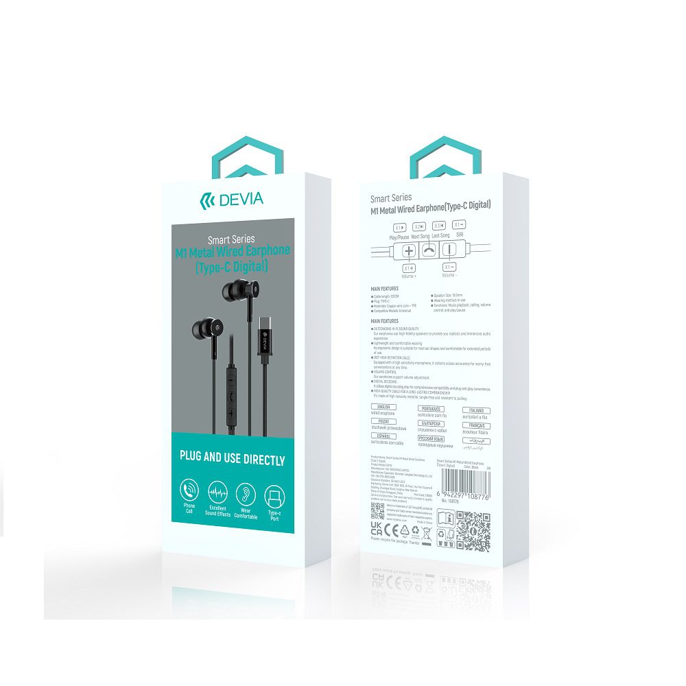 414961_oryg Devia wired earphones Smart M1 Digital Metal USB-C black