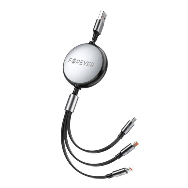 Forever 3in1 cable USB - Lightning + 2x USB-C 1,2 m 100W black
