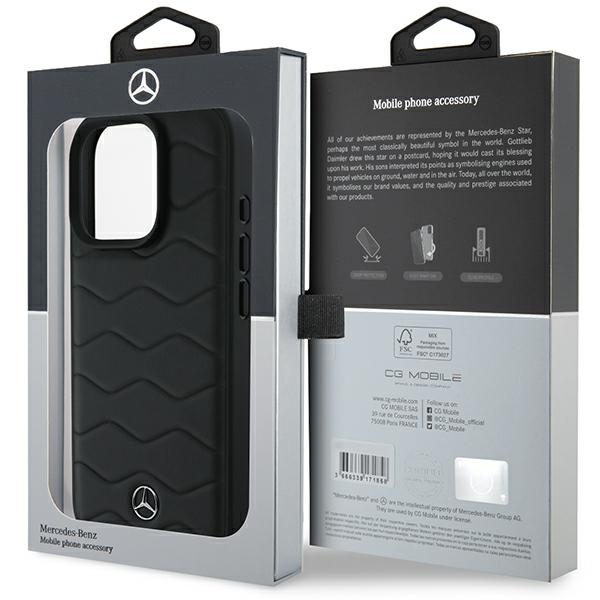Mercedes case for iPhone 16 Pro 6,3" MEHCP16L23RWRSK Hardcase MB Waves Leather black