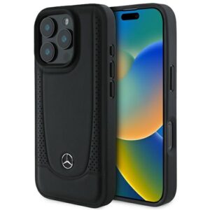 Mercedes case for iPhone 16 Pro 6,3" MEHCP16LARMBK Hardcase Leather Urban black