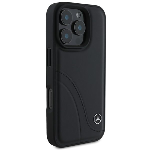 Mercedes case for iPhone 16 Pro Max 6,9" MEHCP16X23RBCSK Hardcase MB Curved Stitches Leather black