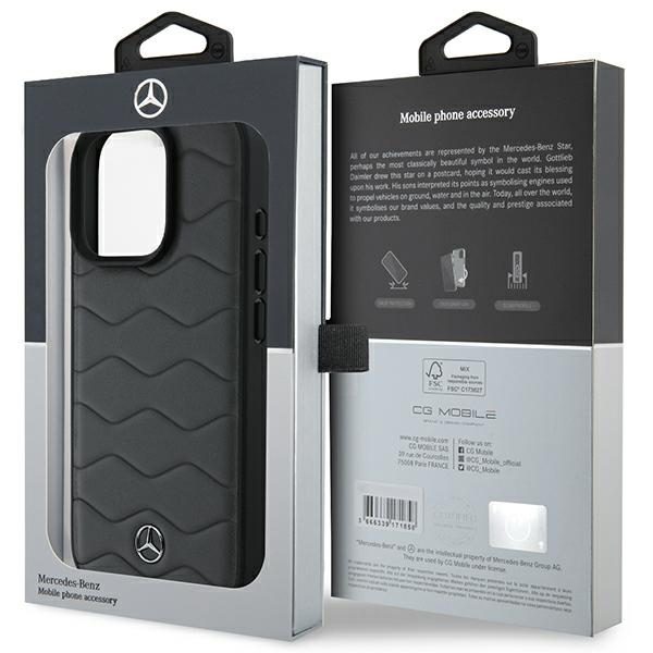 Mercedes case for iPhone 16 Pro Max 6,9" MEHCP16X23RWRSA Hardcase MB Waves Leather anthracite gray
