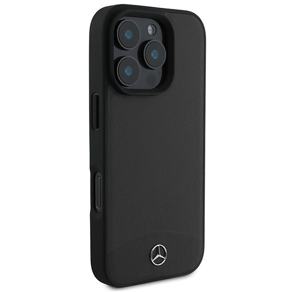 Mercedes case for iPhone 16 Pro 6,3" MEHMP16L23RBARK Hardcase Textured And Plain Leather MagSafe black