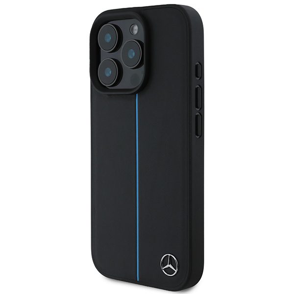 Mercedes case for iPhone 16 Pro 6,3" MEHMP16L23RURBK Hardcase MB Blue Line Leather MagSafe black