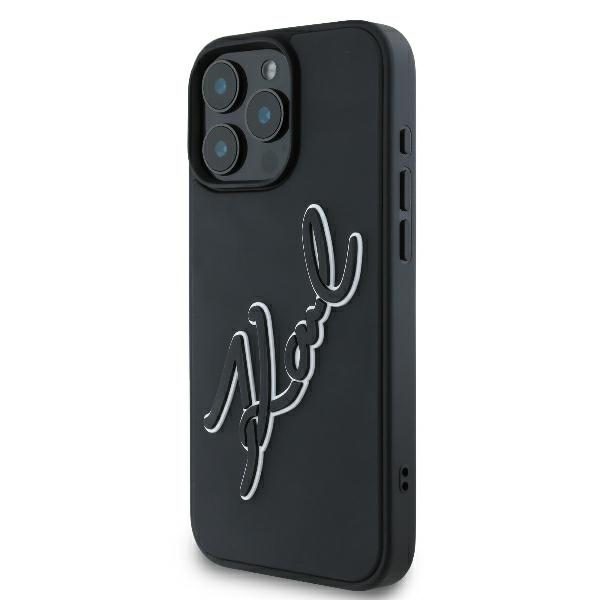 Karl Lagerfeld case for iPhone 16 Pro 6,3" KLHCP16L3DRKSDLK black Hard 3D Rubber Bicolor Signature