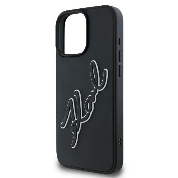 Karl Lagerfeld case for iPhone 16 Pro 6,3" KLHCP16L3DRKSDLK black Hard 3D Rubber Bicolor Signature