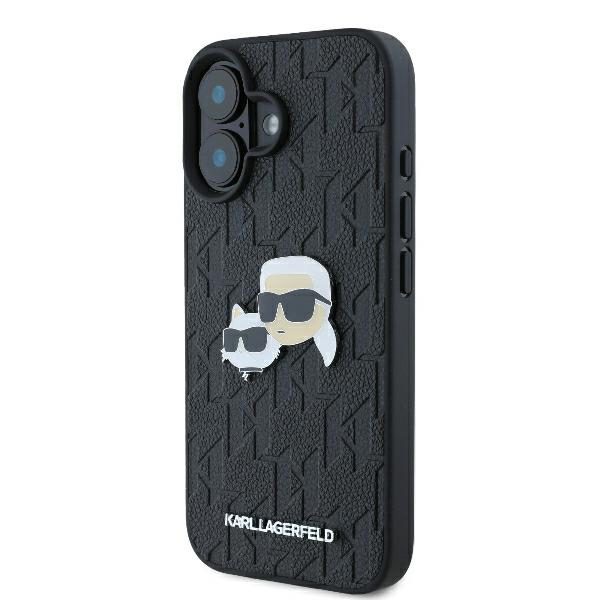 Karl Lagerfeld case for iPhone 16 6,1" KLHCP16SPGKLKCPK black Hard Monogram Karl&Choupette Head Pin