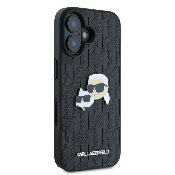Karl Lagerfeld case for iPhone 16 6,1" KLHCP16SPGKLKCPK black Hard Monogram Karl&Choupette Head Pin