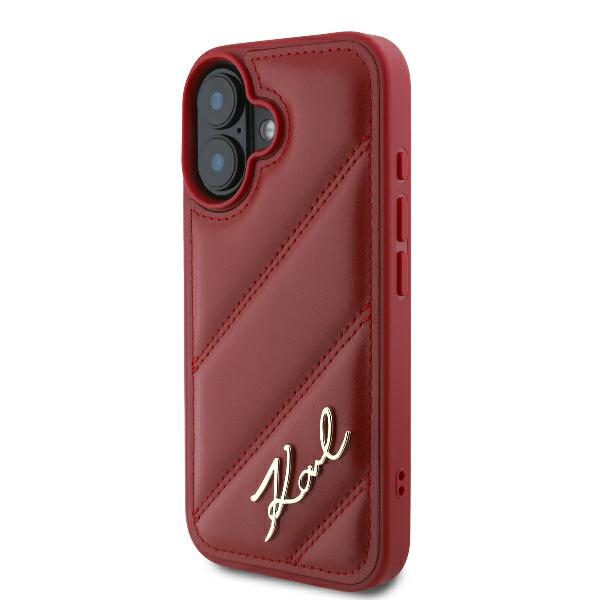 415401_oryg Karl Lagerfeld case for iPhone 16 6,1" KLHCP16SPQDSMGR red Hard Diagonal Quilted Script