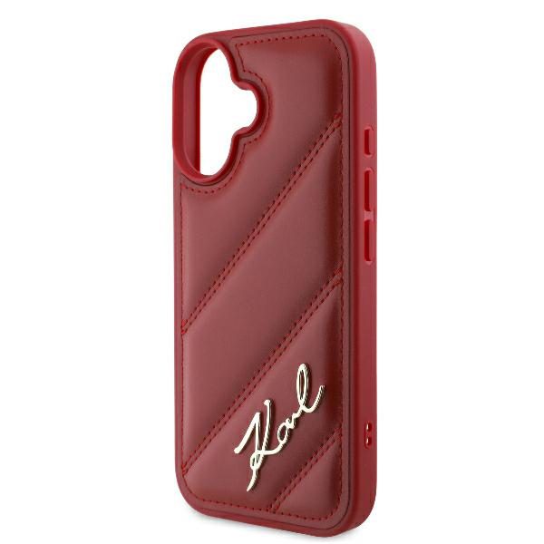 415405_oryg Karl Lagerfeld case for iPhone 16 6,1" KLHCP16SPQDSMGR red Hard Diagonal Quilted Script