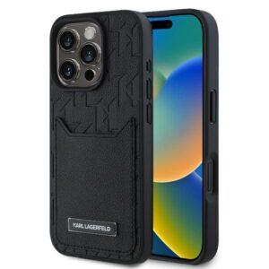 Karl Lagerfeld case for iPhone 16 Pro Max 6,9" KLHCP16XPGKHPRPK black Hard Cardslots Monogram
