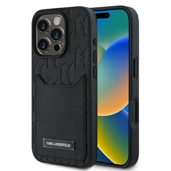 415408_oryg Karl Lagerfeld case for iPhone 16 Pro Max 6,9" KLHCP16XPGKHPRPK black Hard Cardslots Monogram