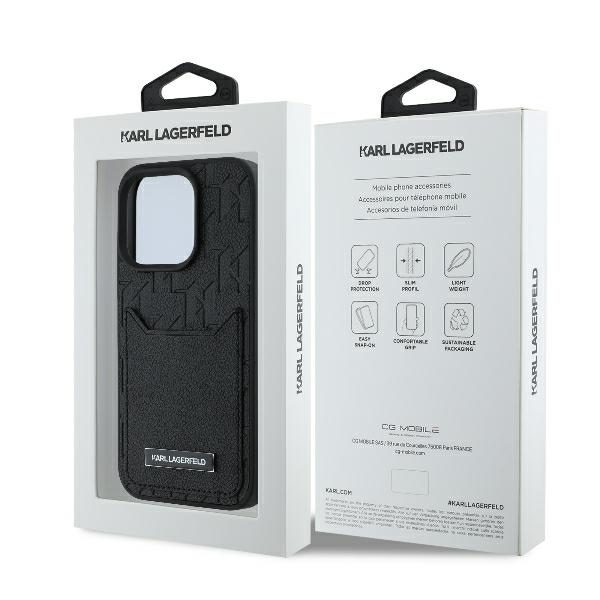 415415_oryg Karl Lagerfeld case for iPhone 16 Pro Max 6,9" KLHCP16XPGKHPRPK black Hard Cardslots Monogram