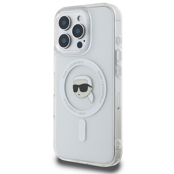 Karl Lagerfeld case for iPhone 16 Pro 6,3" KLHMP16LHLSKIH white Hard IML Metal Karl Head MagSafe
