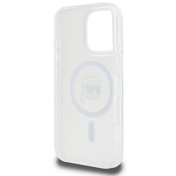 Karl Lagerfeld case for iPhone 16 Pro 6,3" KLHMP16LHLSKIH white Hard IML Metal Karl Head MagSafe