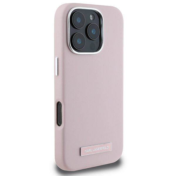 Karl Lagerfeld case for iPhone 16 Pro 6,3" KLHMP16LPGMSRPP pink Hard FW Metal Plate MagSafe