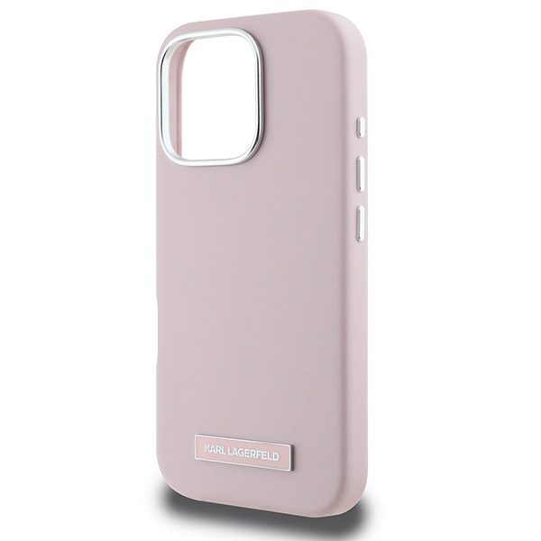 Karl Lagerfeld case for iPhone 16 Pro 6,3" KLHMP16LPGMSRPP pink Hard FW Metal Plate MagSafe