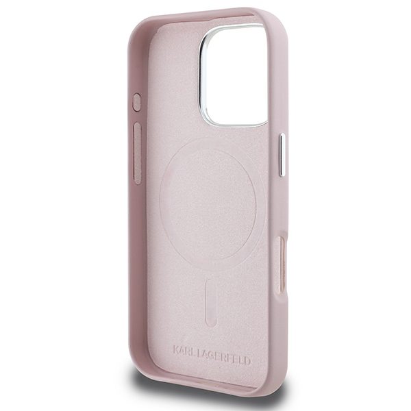 Karl Lagerfeld case for iPhone 16 Pro 6,3" KLHMP16LPGMSRPP pink Hard FW Metal Plate MagSafe