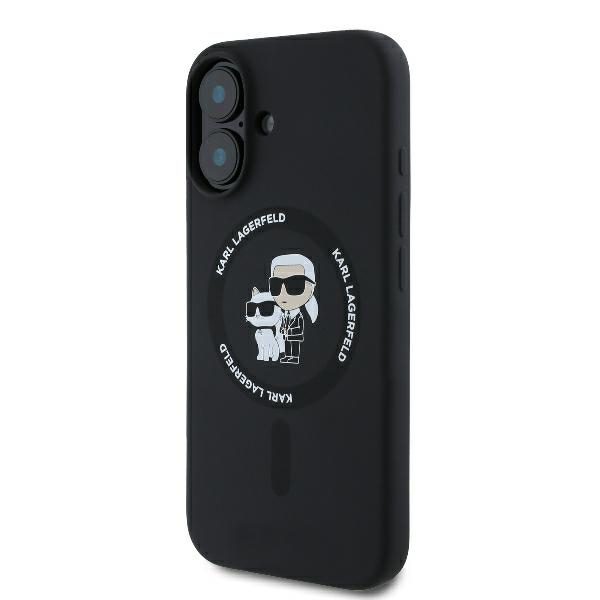 Karl Lagerfeld case for iPhone 16 Plus 6,7" KLHMP16MSCMKCRHK black Hard Silicone Karl&Choupette Heads Ring MagSafe