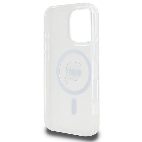 Karl Lagerfeld case for iPhone 16 Pro Max 6,9" KLHMP16XHLSKIH white Hard IML Metal Karl Head MagSafe
