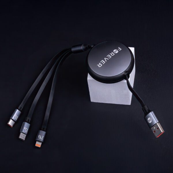 Forever 3in1 cable USB - Lightning + 2x USB-C 1,2 m 100W black