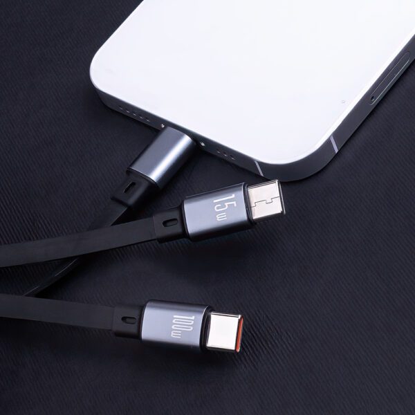 Forever 3in1 cable USB - Lightning + 2x USB-C 1,2 m 100W black