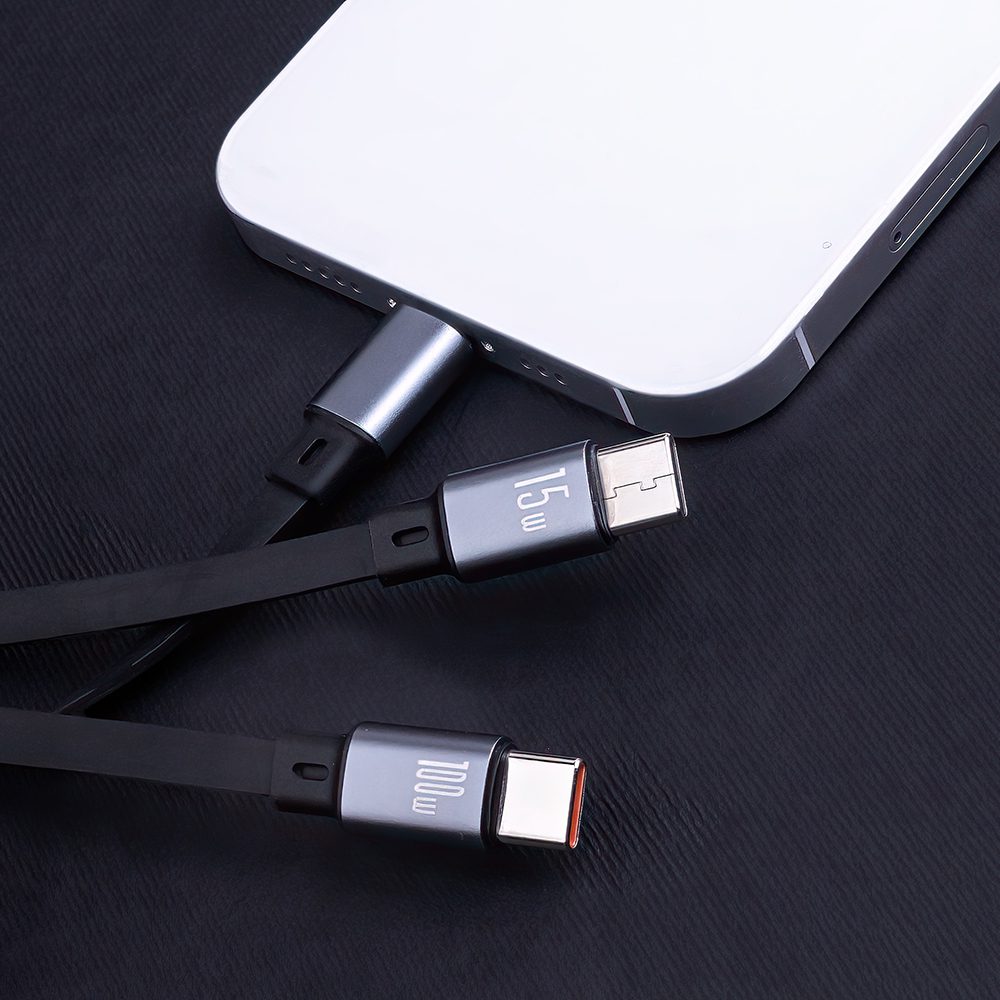 Forever 3in1 cable USB - Lightning + 2x USB-C 1,2 m 100W black