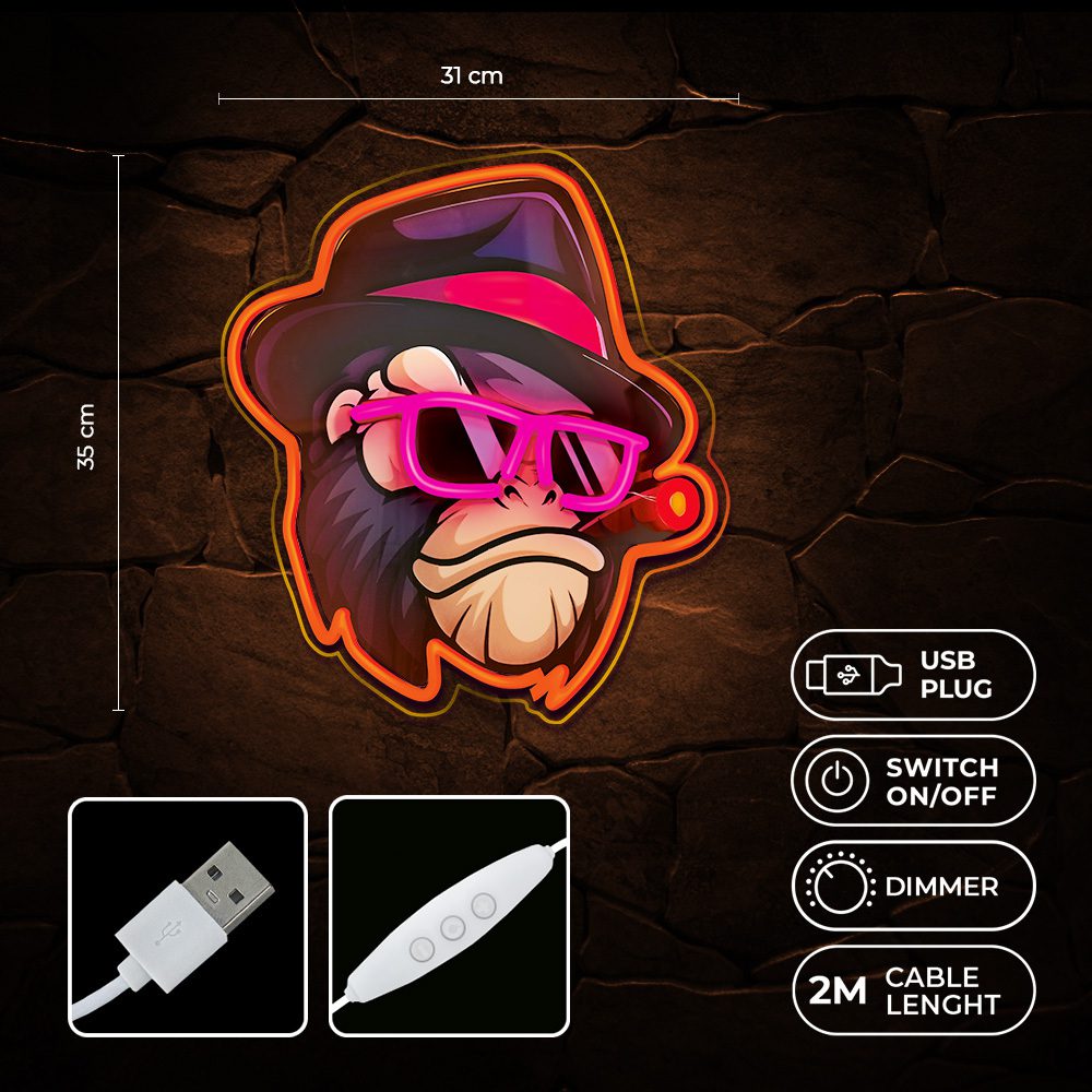 416856_oryg Neon ART LED GANGSTA MONKEY multicolor FLA03 Forever Light