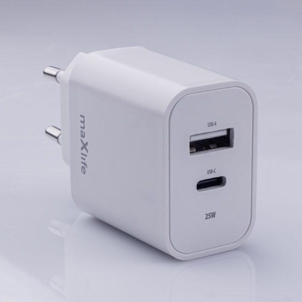 416892_oryg Maxlife MXTC-06-25AC PD QC charger 1x USB-C 1x USB 25W white
