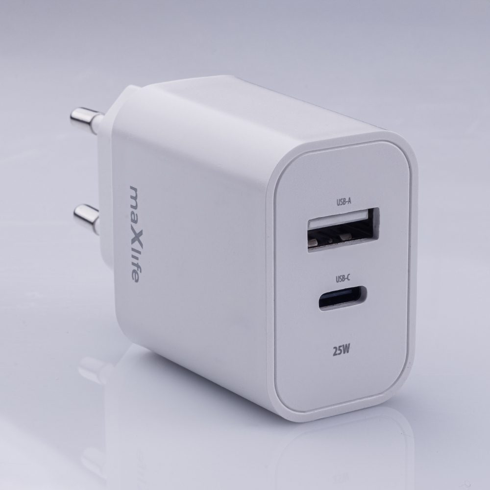 416892_oryg Maxlife MXTC-06-25AC PD QC charger 1x USB-C 1x USB 25W white