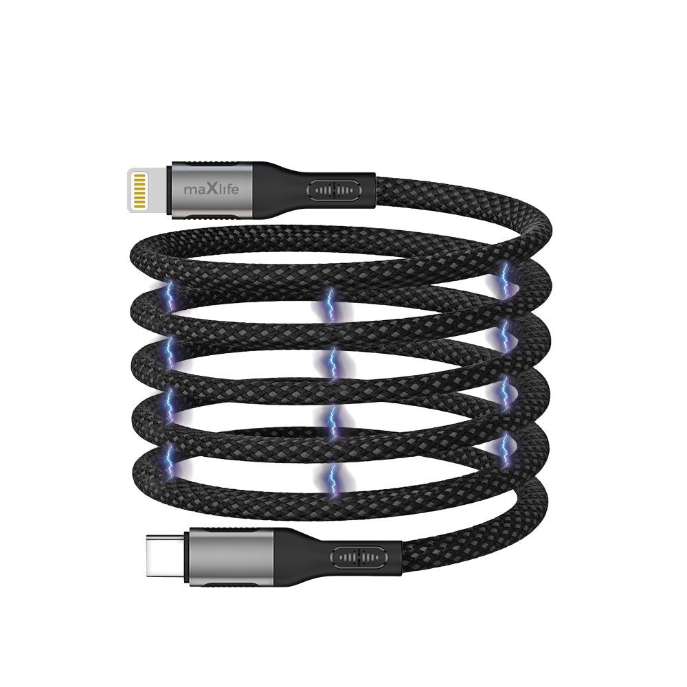 418728_oryg Maxlife MXUC-11 magnetic cable USB-C - Lightning 1,0 m 27W black nylon