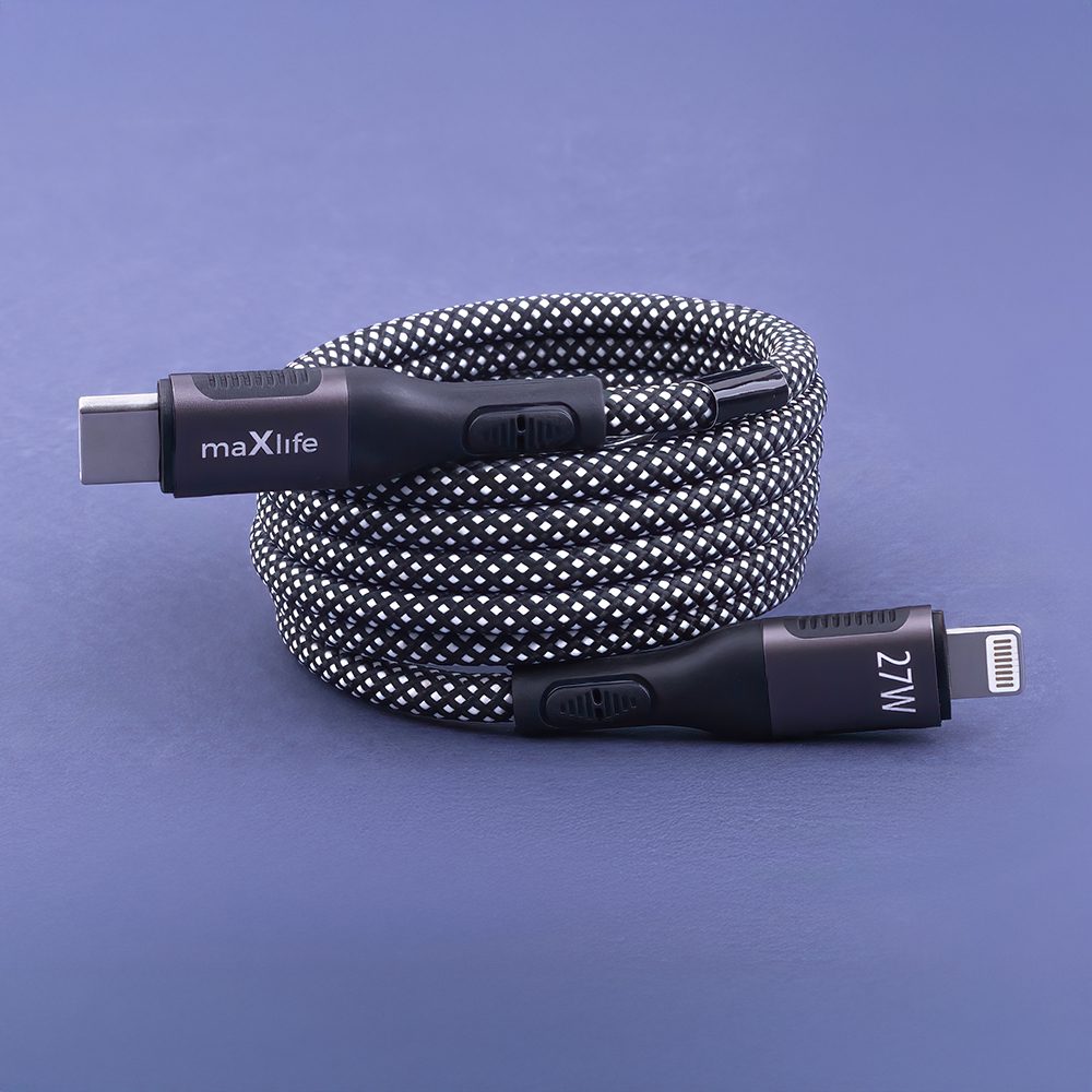 418730_oryg Maxlife MXUC-11 magnetic cable USB-C - Lightning 1,0 m 27W black nylon