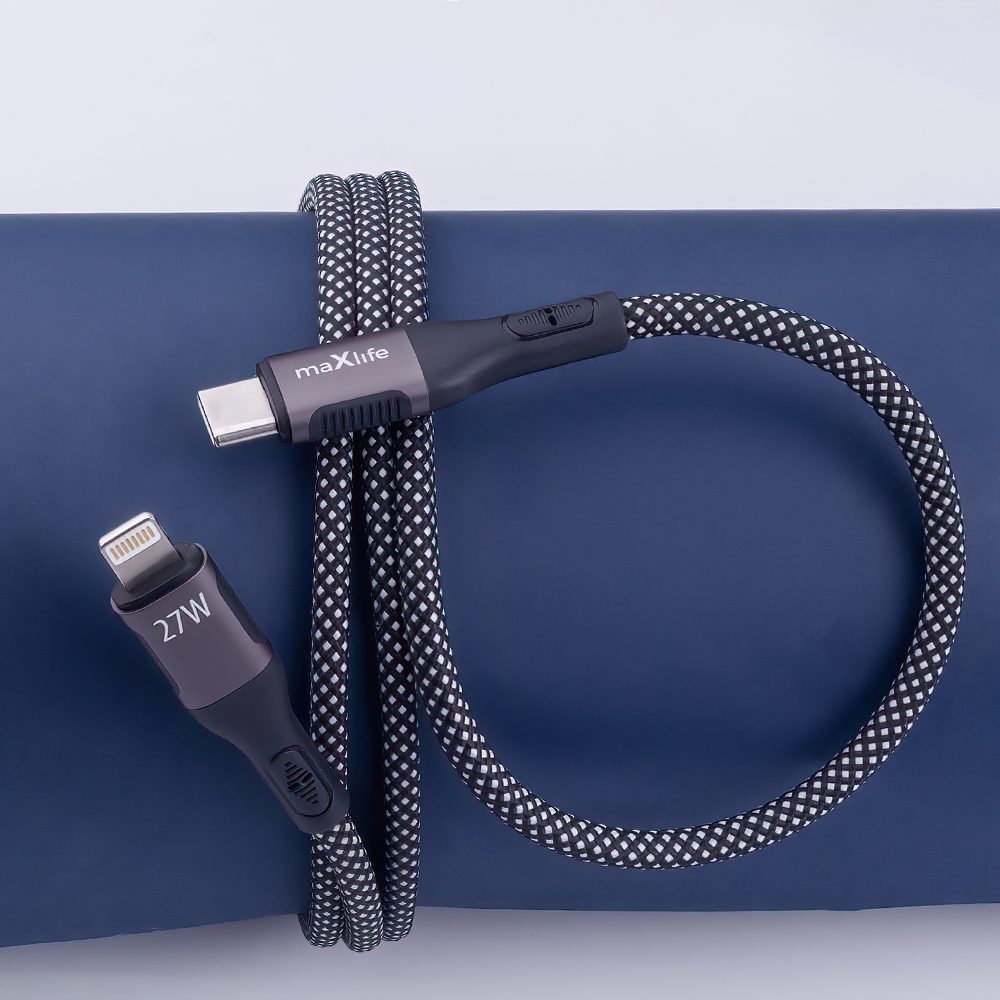 418731_oryg Maxlife MXUC-11 magnetic cable USB-C - Lightning 1,0 m 27W black nylon