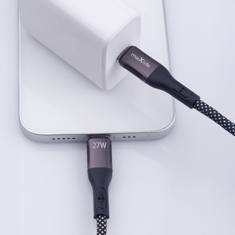 418734_oryg Maxlife MXUC-11 magnetic cable USB-C - Lightning 1,0 m 27W black nylon