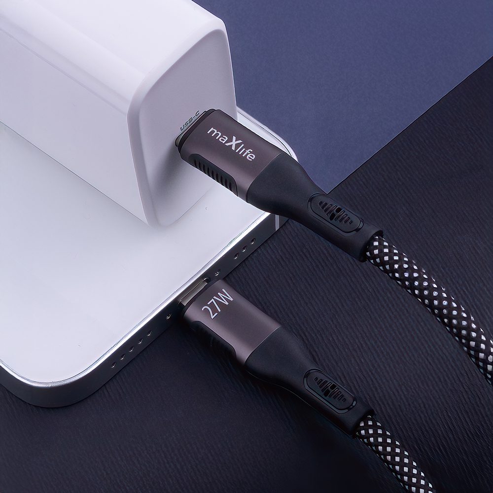 418735_oryg Maxlife MXUC-11 magnetic cable USB-C - Lightning 1,0 m 27W black nylon