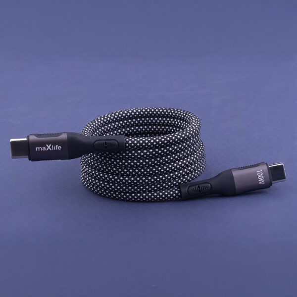Maxlife MXUC-11 magnetic cable USB-C - USB-C 1,0 m 100W black nylon