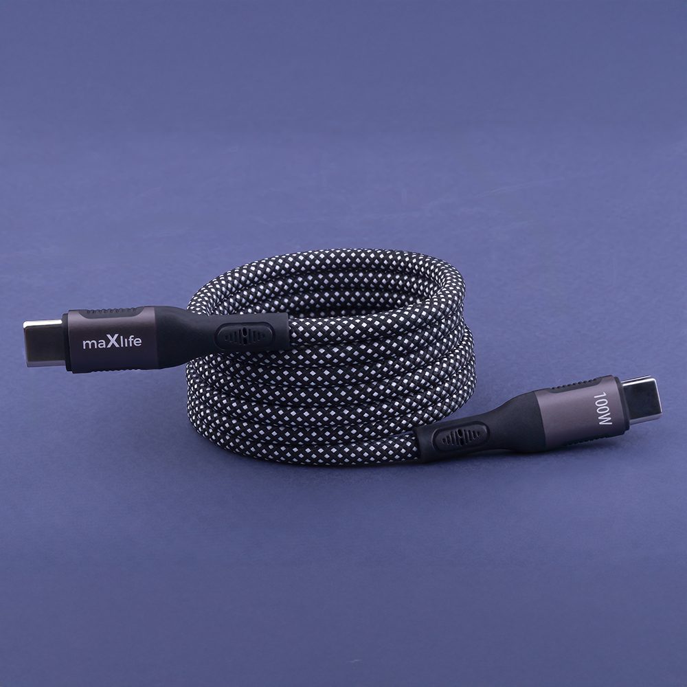 418737_oryg Maxlife MXUC-11 magnetic cable USB-C - USB-C 1,0 m 100W black nylon